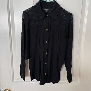 Bebe Black Lace Detail Women's Top